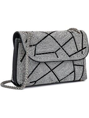 〽️Women Black Crystals Rhinestone Evening Clutch Shoulder Crossbody Handbags